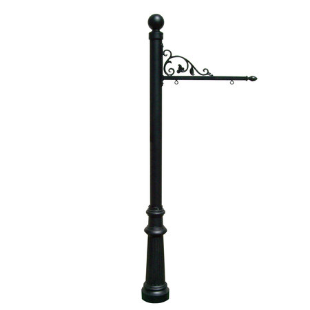 QUALARC Large Hanging Ranch Sign w/post, decorative Fluted base, Ball finial SNPST-804-BL
